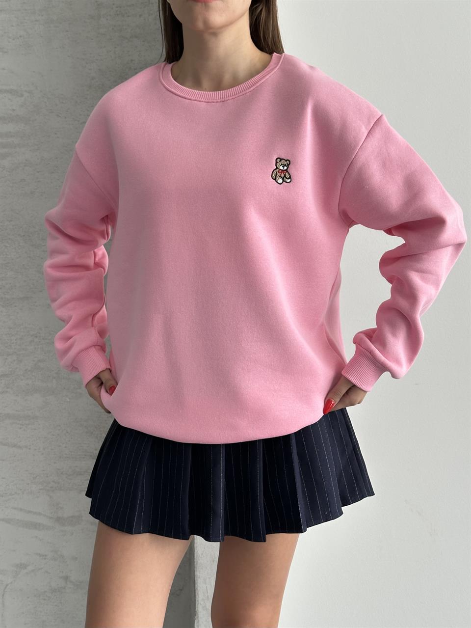Unisex Bear Pembe Sweatshirt