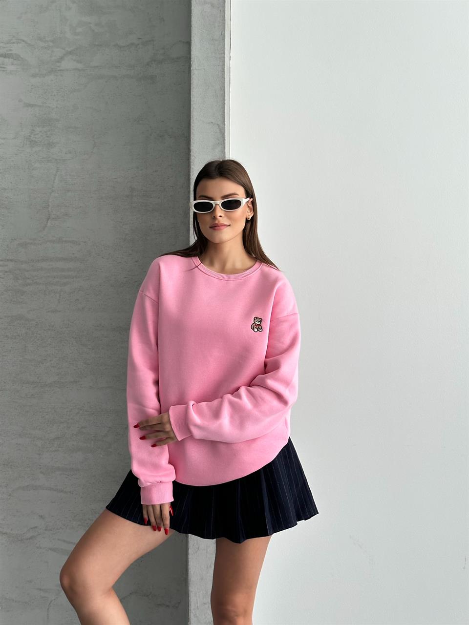 Unisex Bear Pembe Sweatshirt