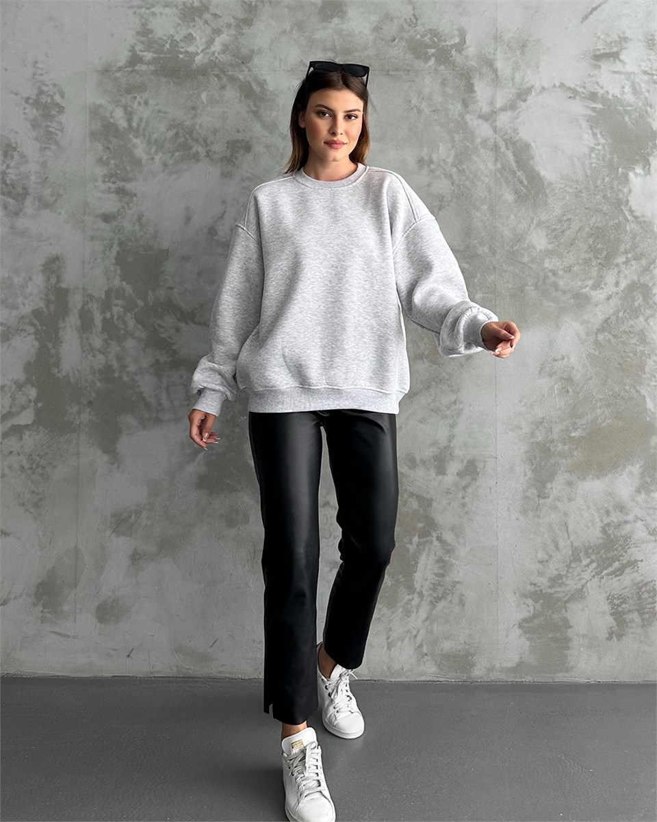 Unisex Düz Melanj Sweatshirt