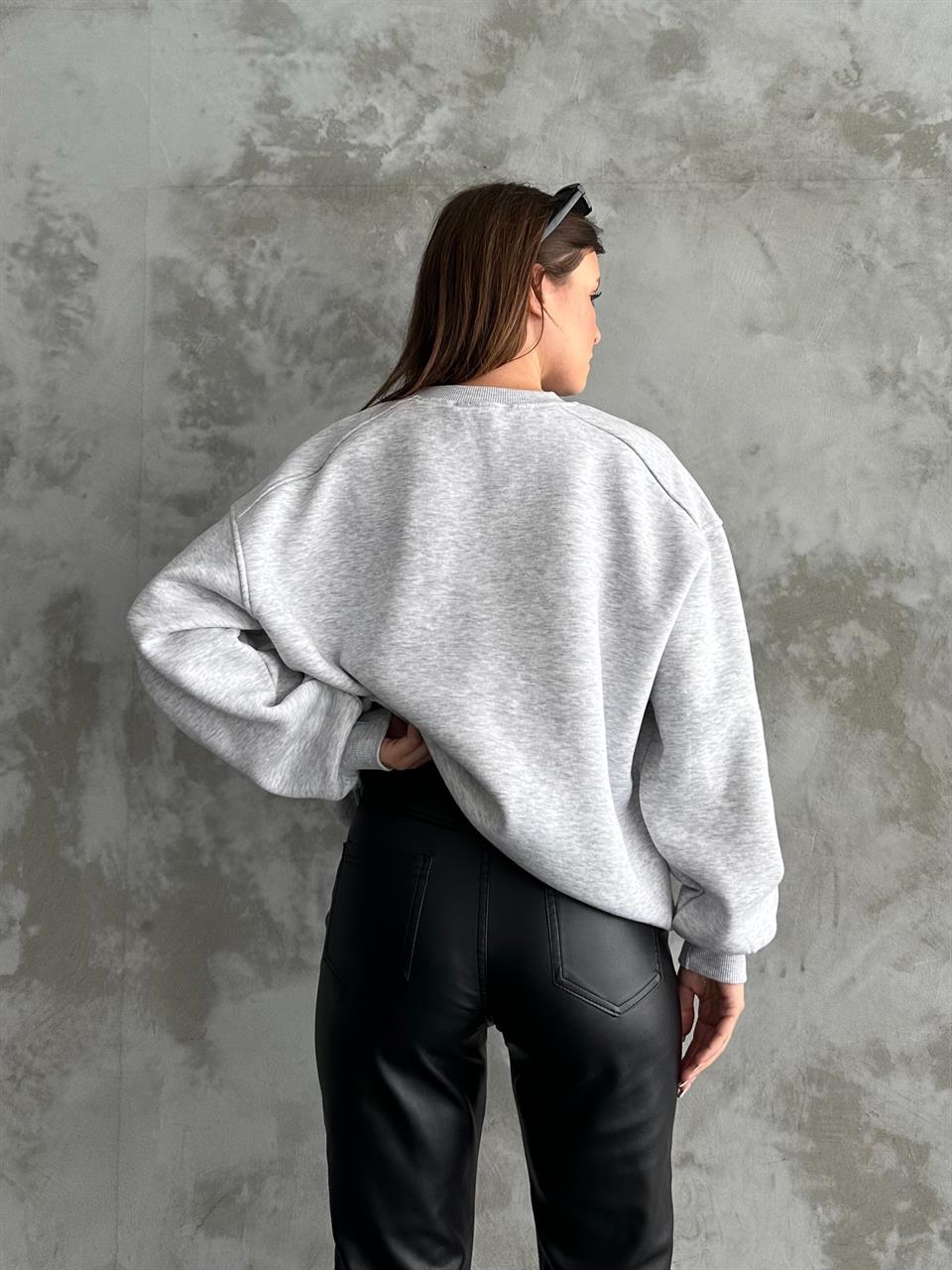 Unisex Düz Melanj Sweatshirt