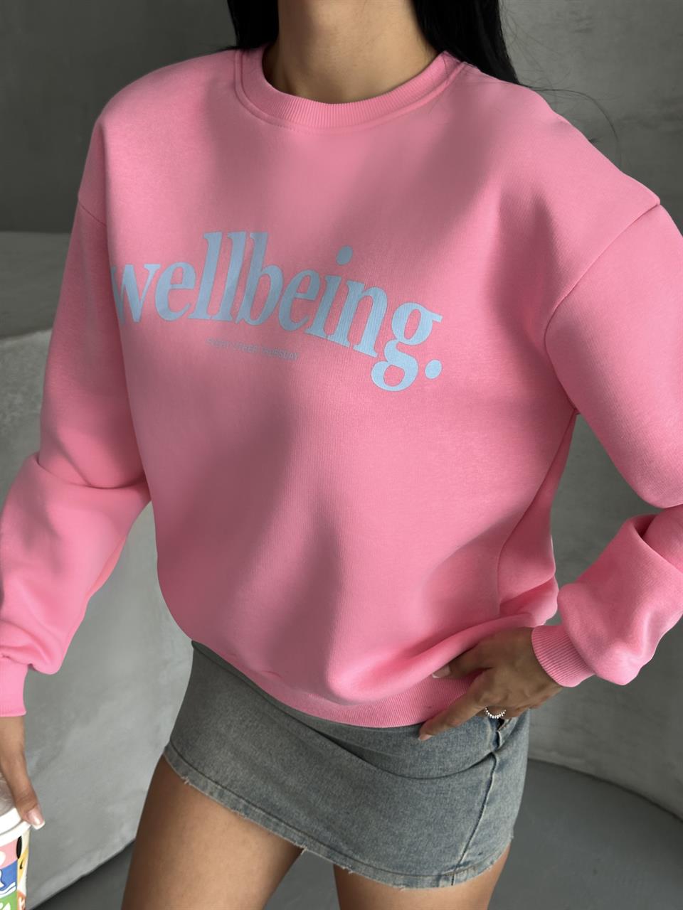 Unisex Wellbeing Pembe Sweatshirt