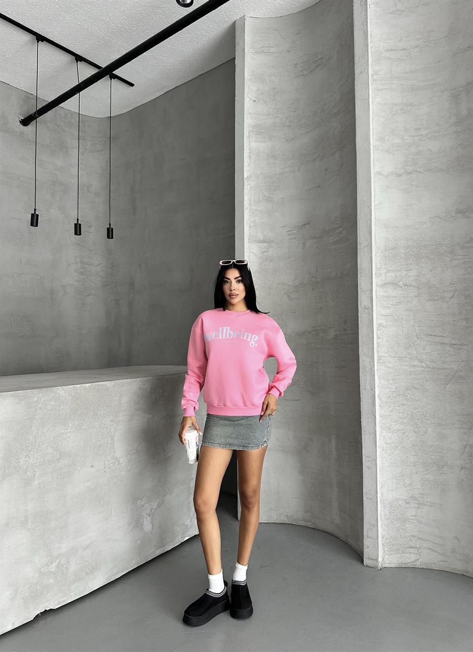 Unisex Wellbeing Pembe Sweatshirt