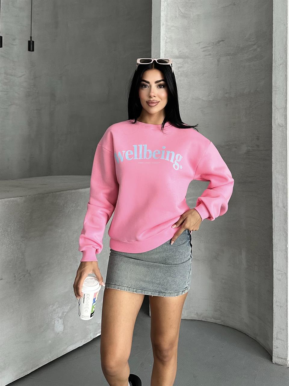 Unisex Wellbeing Pembe Sweatshirt