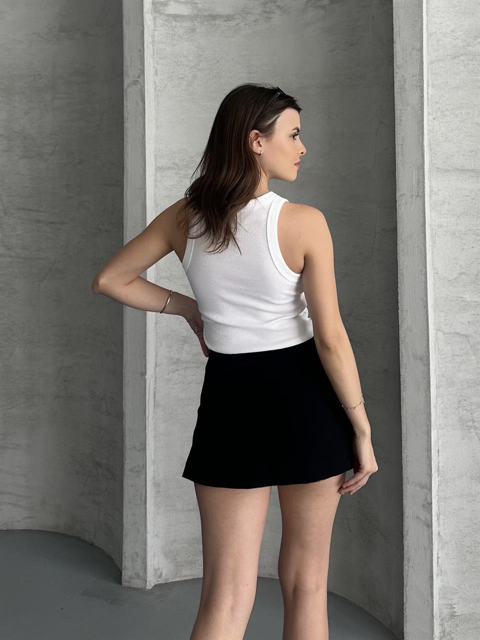 Varak Baskılı Beyaz Atlet Bluz