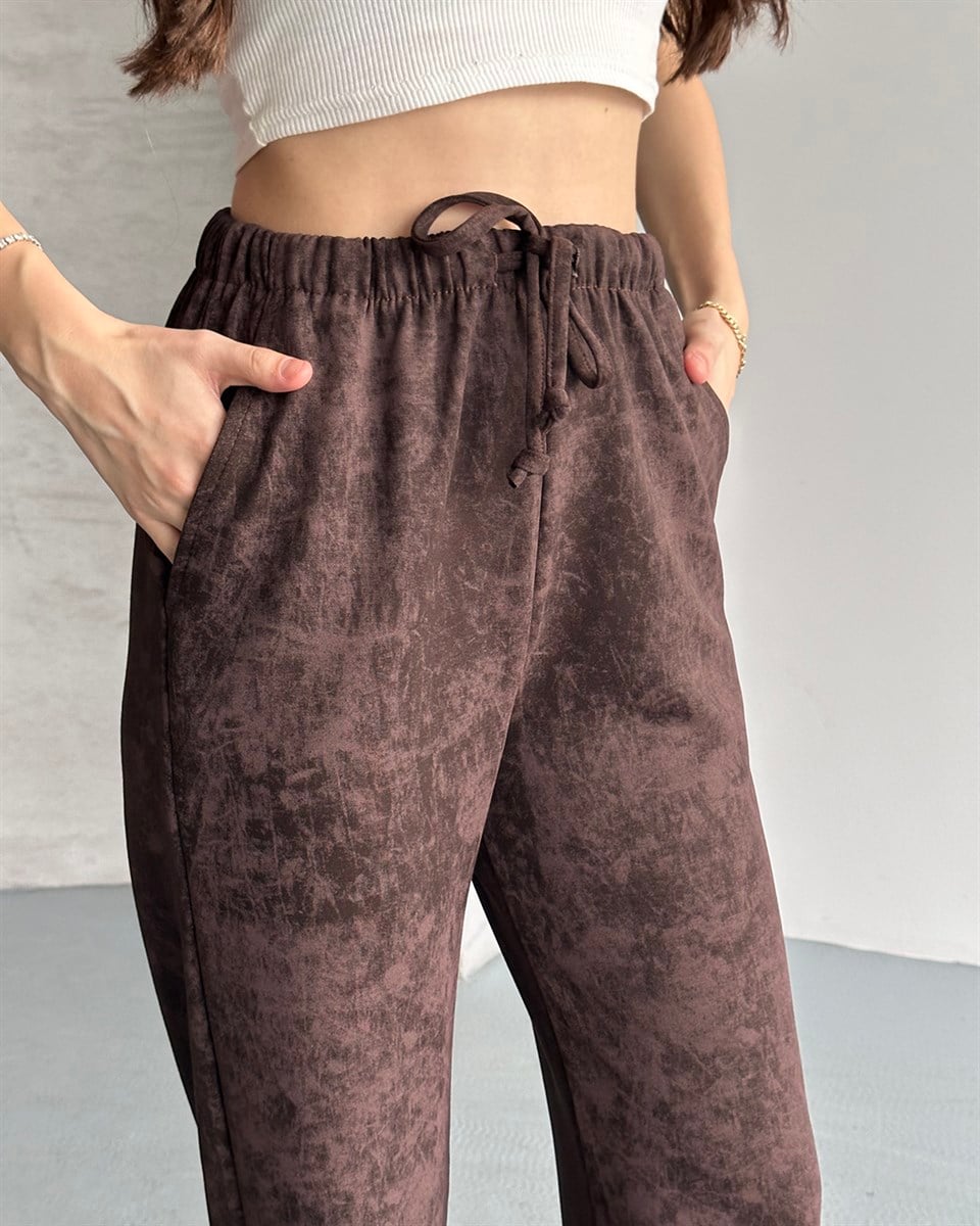 Vintage Bol Paça Kahverengi Pantolon