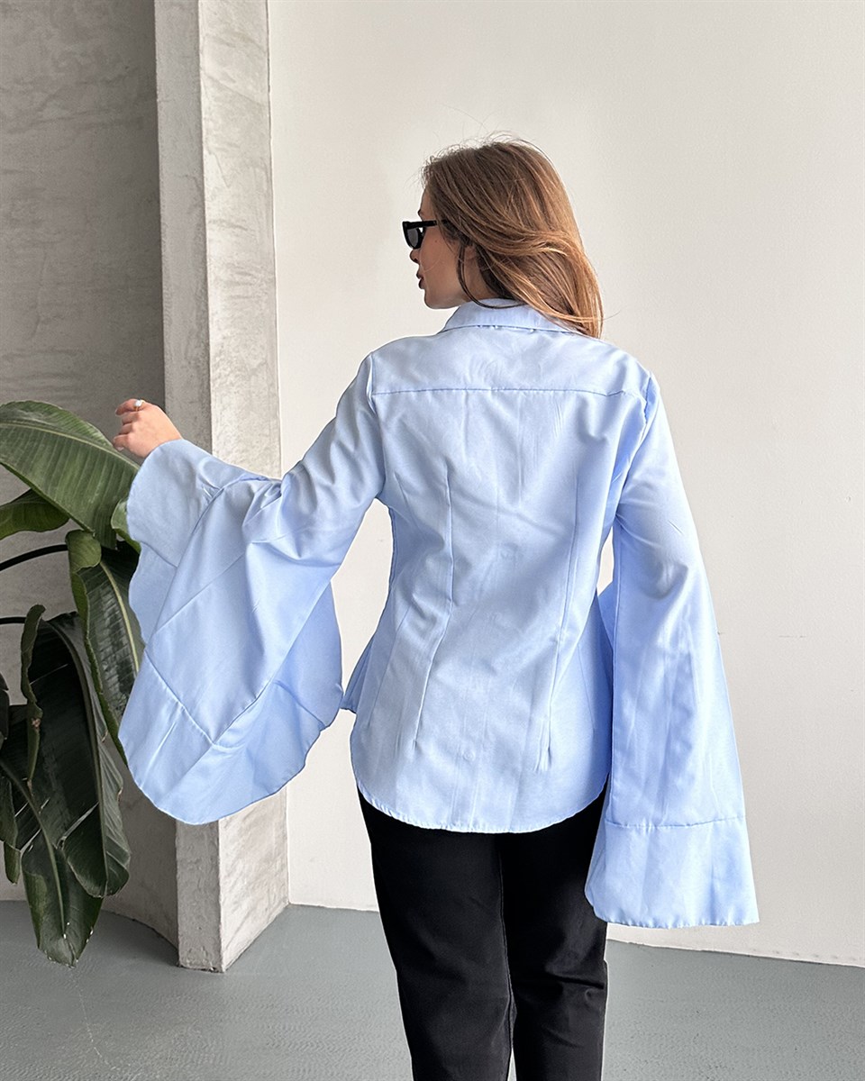 Volan Kol Bebe Mavisi Gömlek