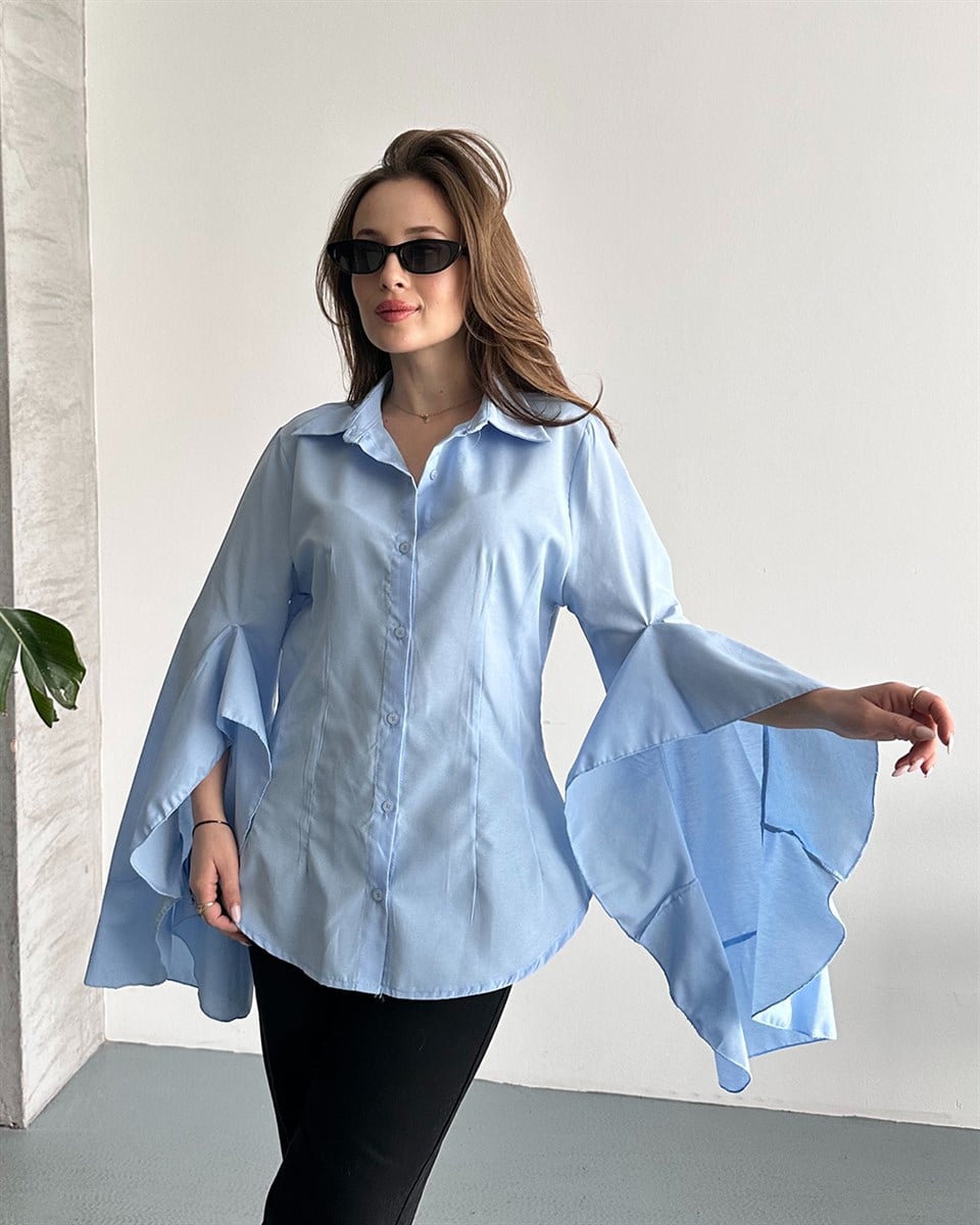 Volan Kol Bebe Mavisi Gömlek