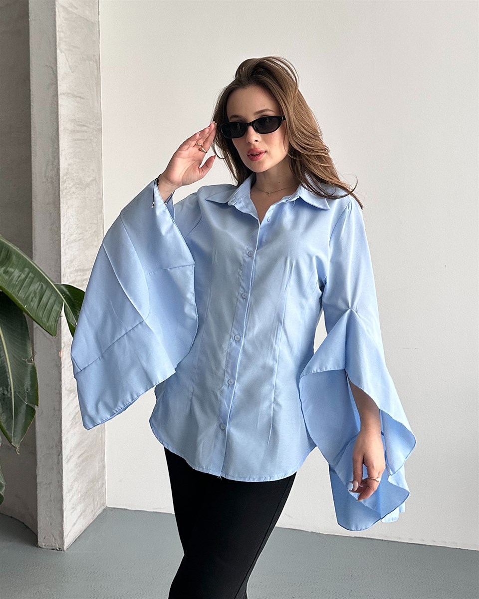 Volan Kol Bebe Mavisi Gömlek