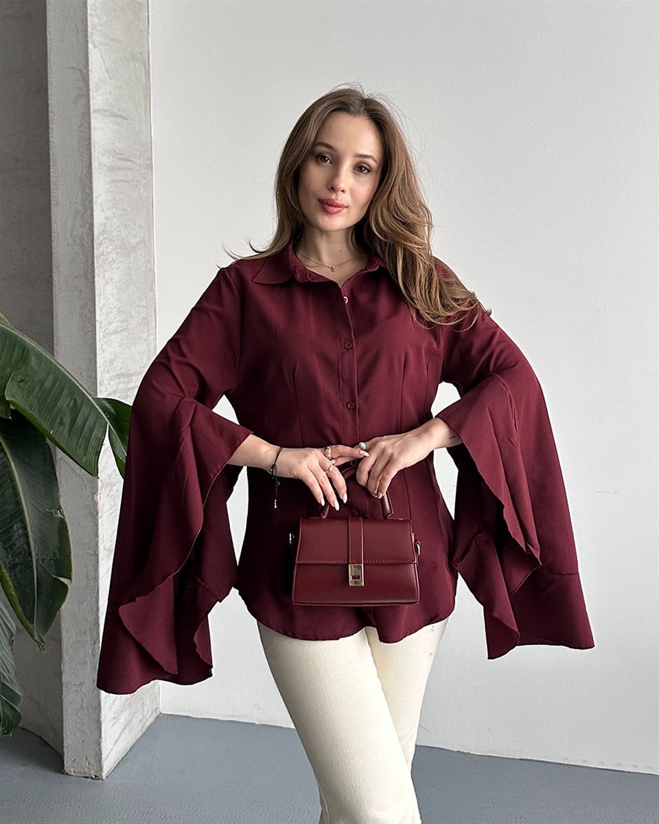 Volan Kol Bordo Gömlek