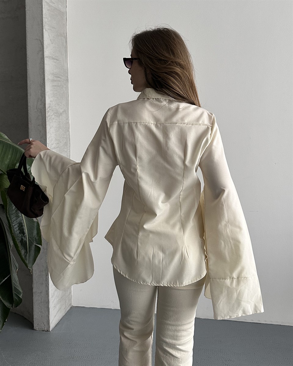 Volan Kol Krem Gömlek