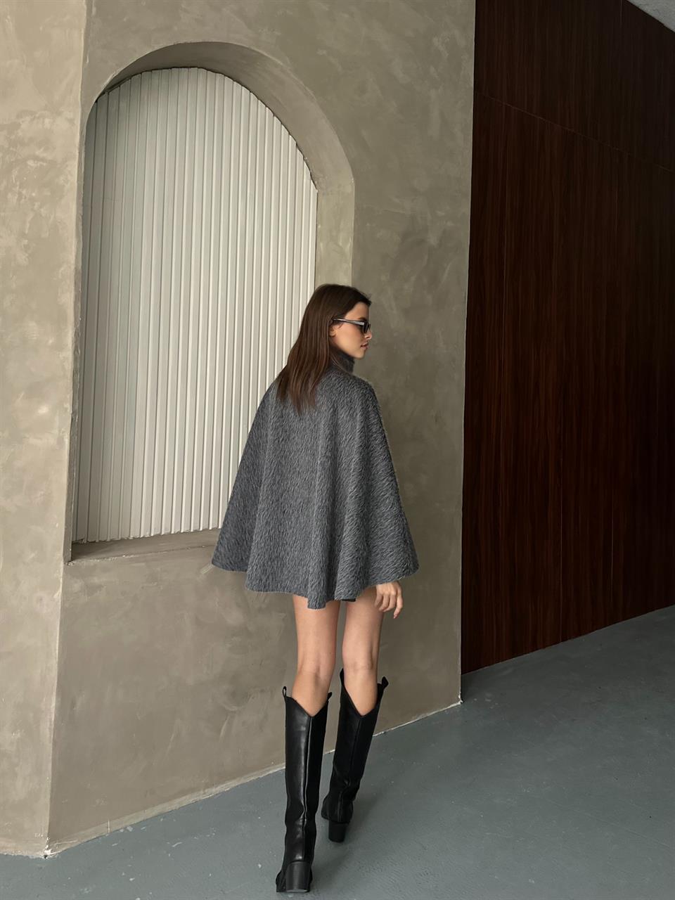 Yüksek Yakalı Modern Antrasit Panço