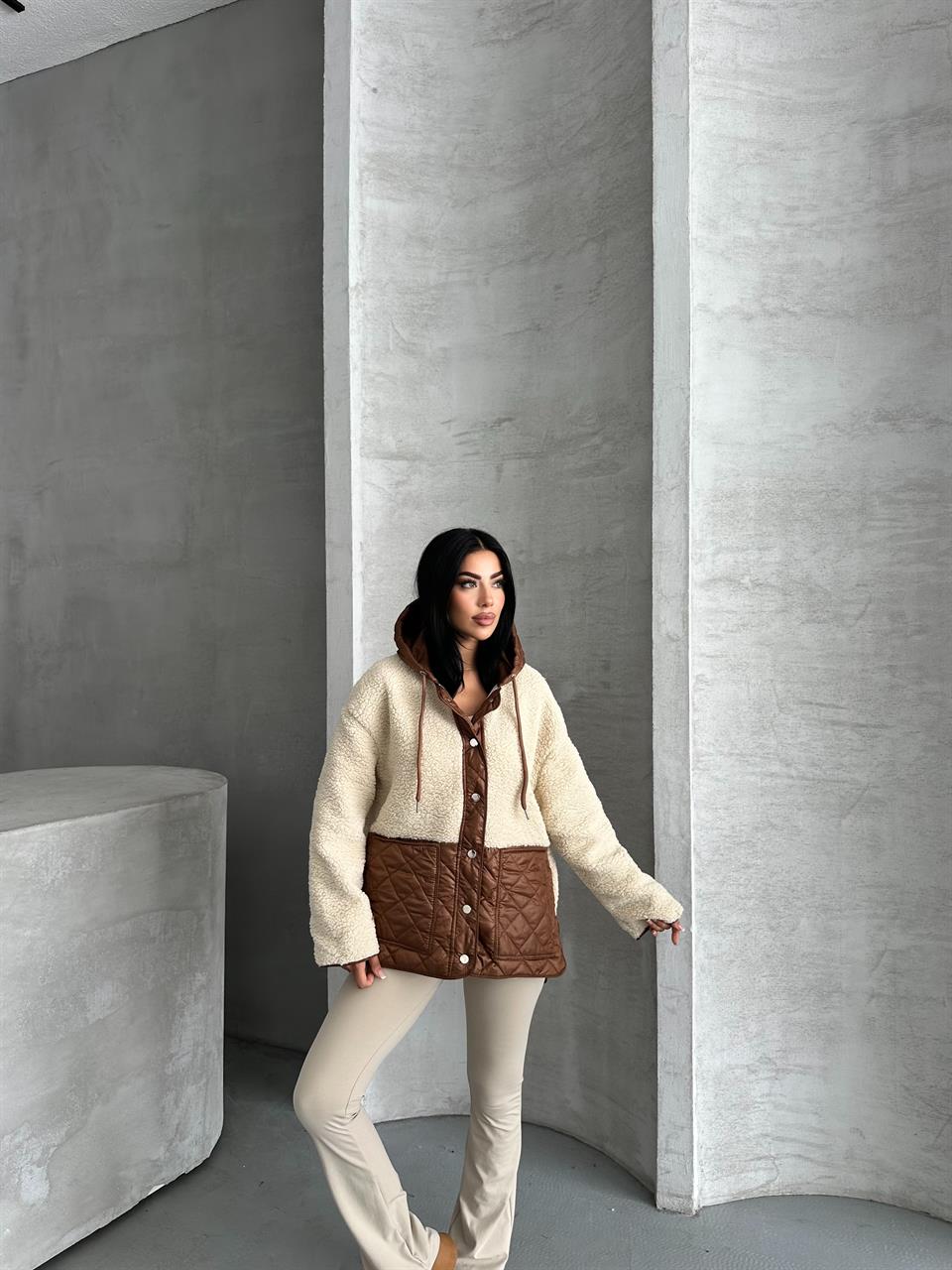 Zarax Bej Peluş Mont