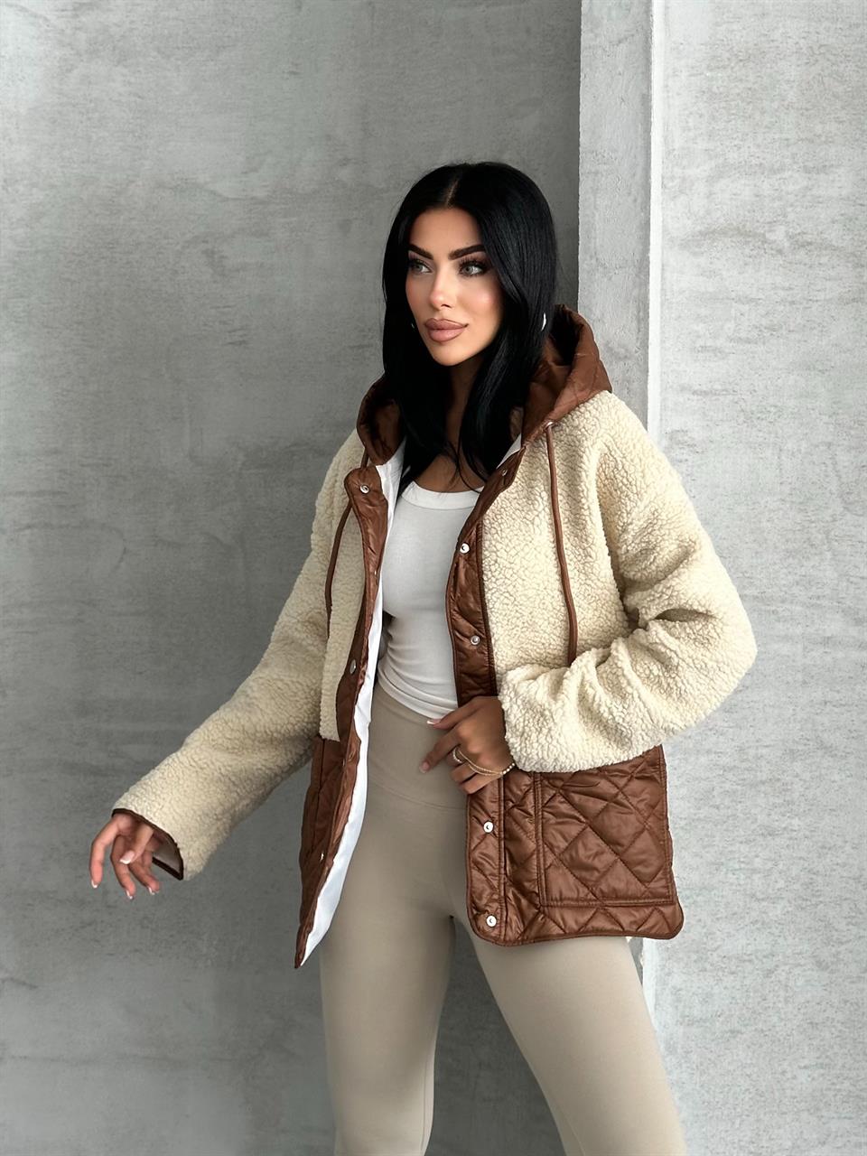 Zarax Bej Peluş Mont