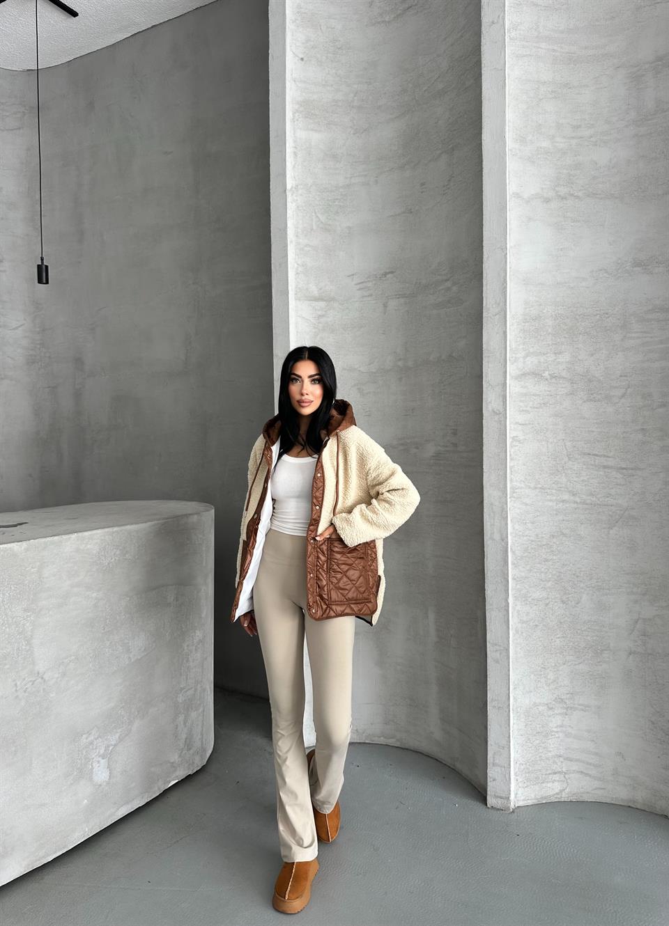 Zarax Bej Peluş Mont