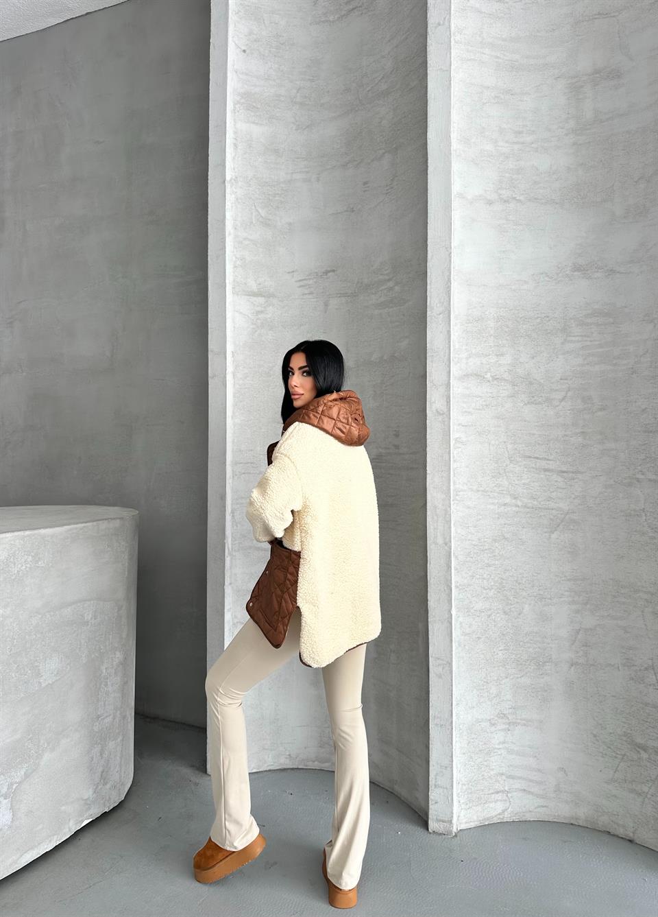 Zarax Bej Peluş Mont