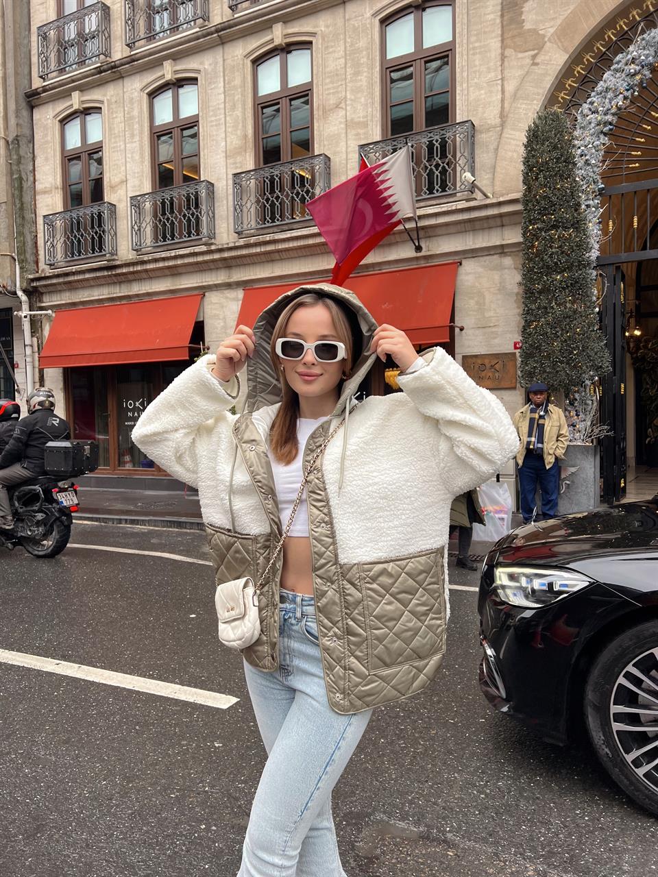 Zarax Yeşil Cepli Peluş Mont