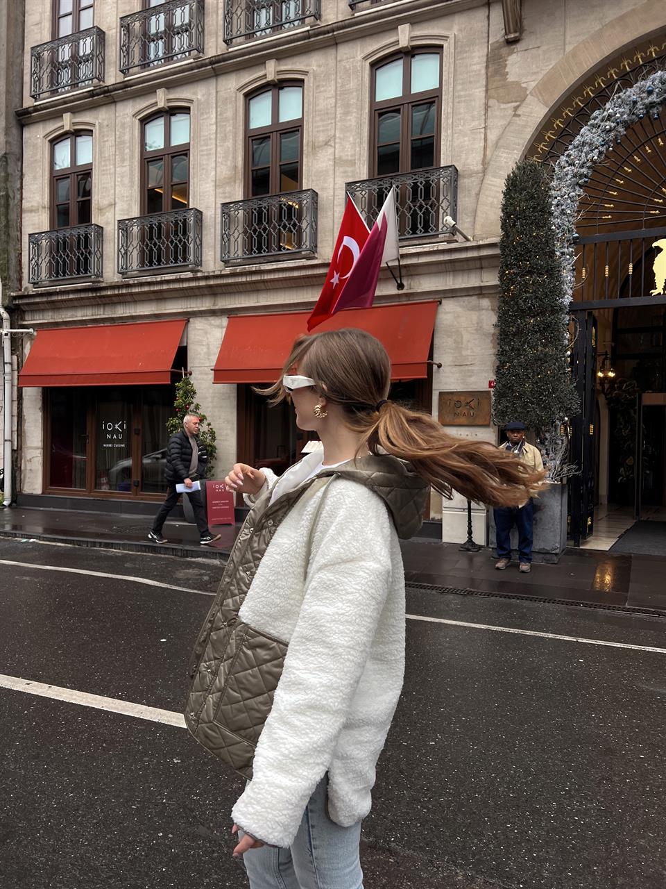 Zarax Yeşil Cepli Peluş Mont