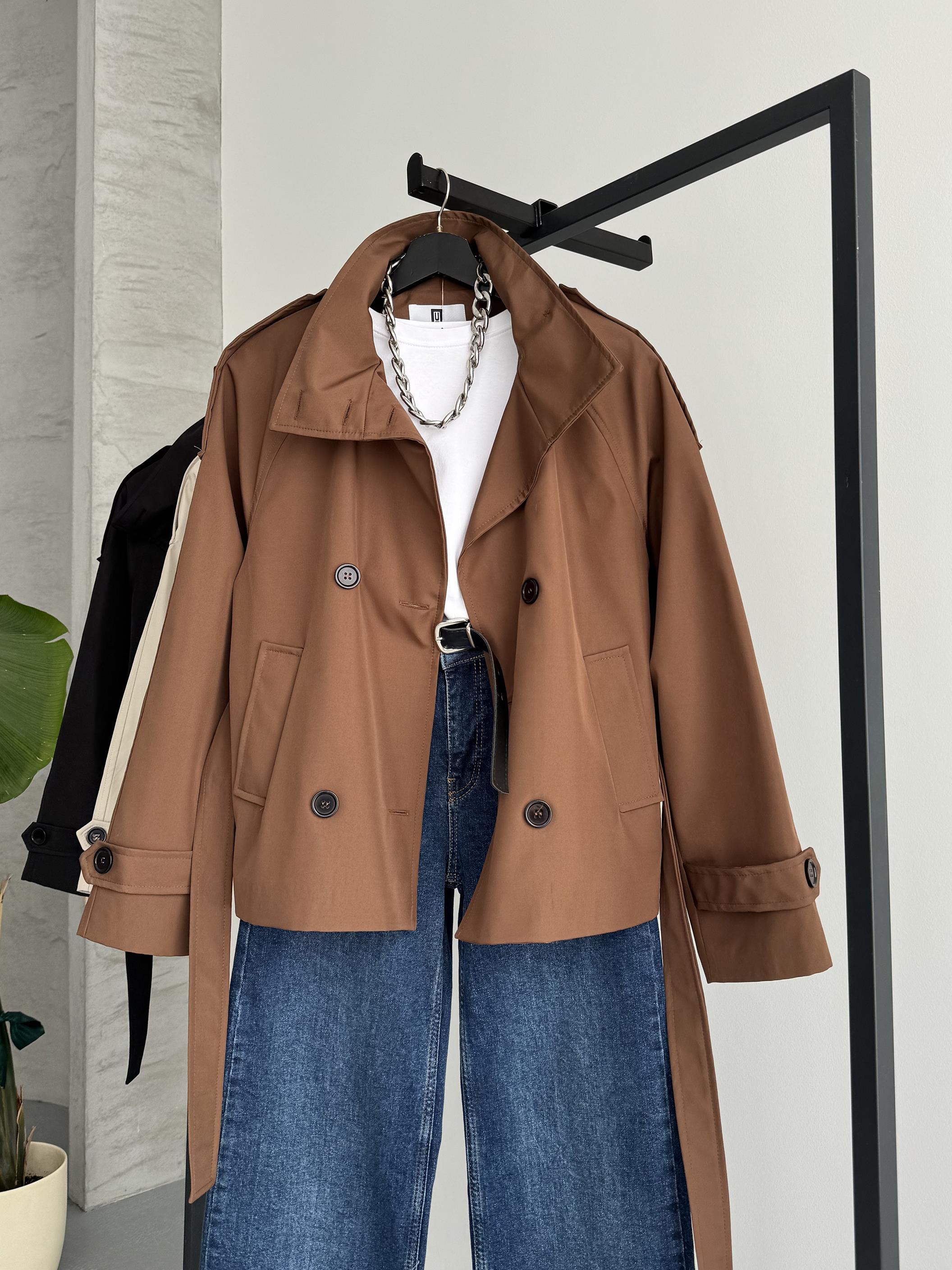 Apoletli Kahverengi Trençkot