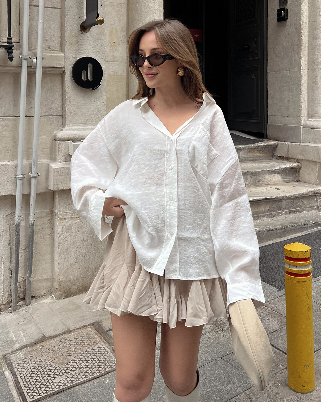 Bambu Oversize Beyaz Gömlek