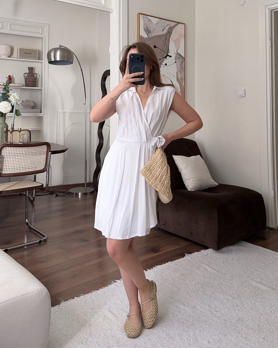 Beyaz Anvelop Kesim Elbise