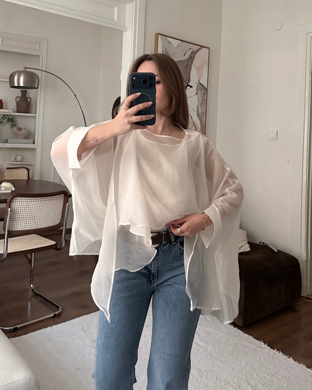 Bohem Beyaz Şifon Bluz