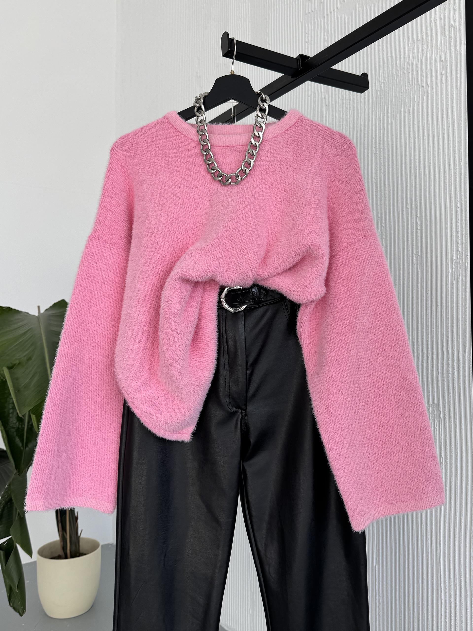 Bohem Oversize Pembe Triko Kazak