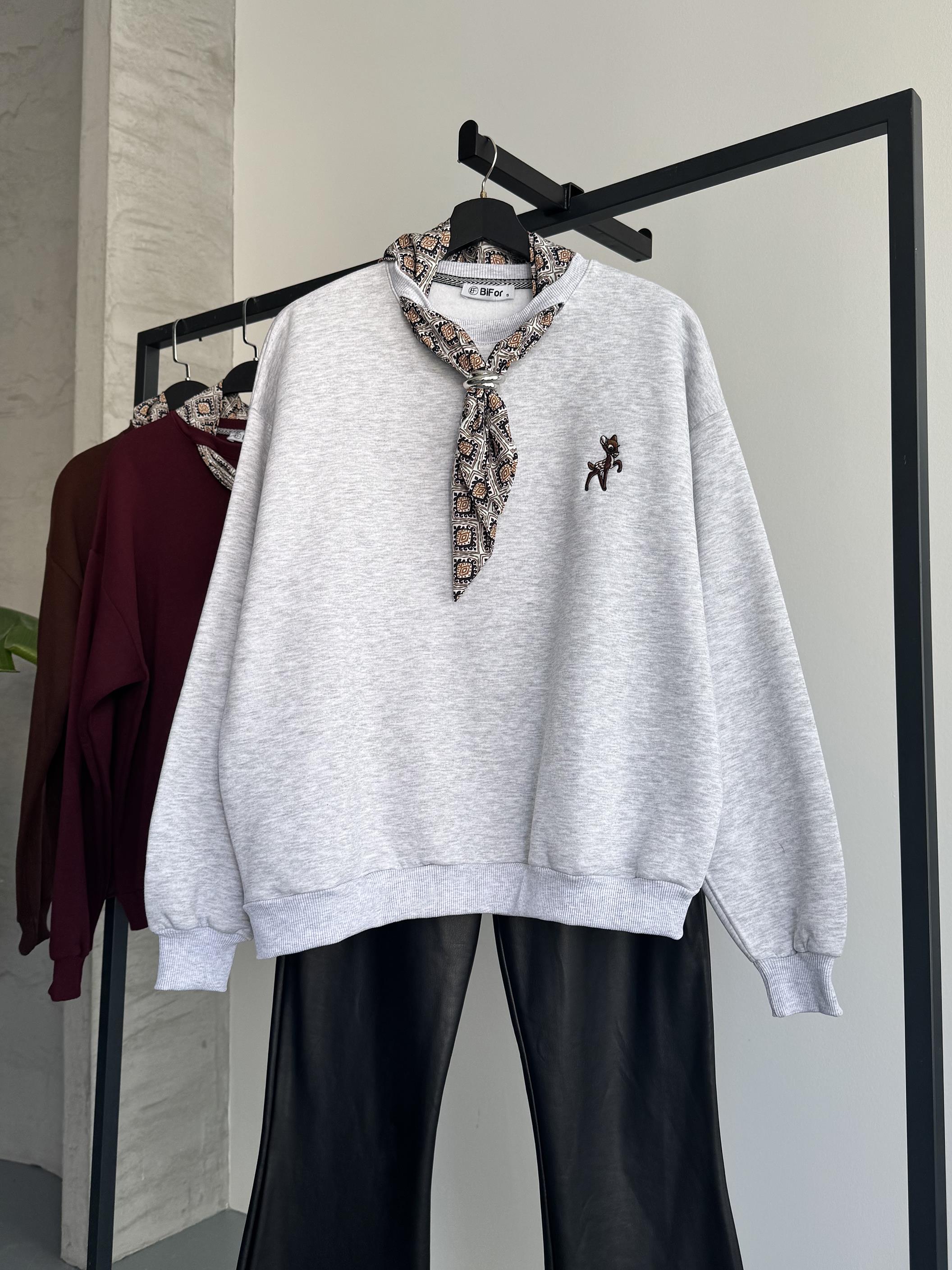 Fularlı Melanj Sweatshirt