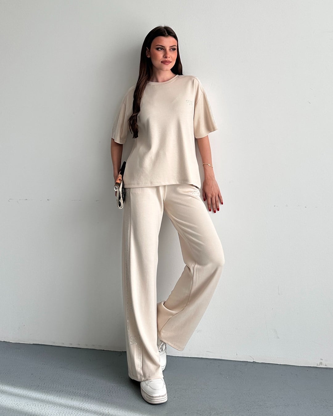 Ges Bej Taşlı Eşofman Takımı