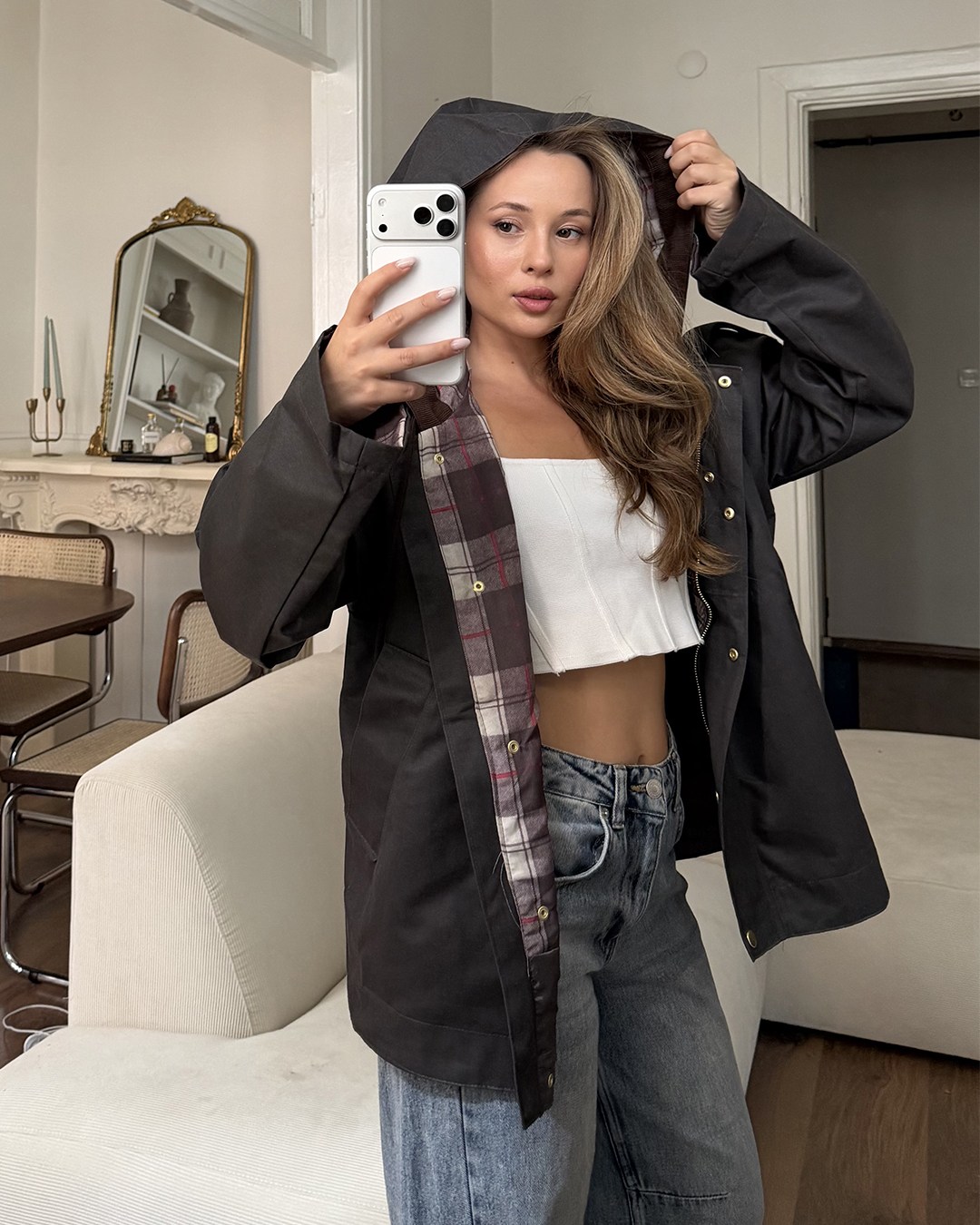 Kapüşonlu Oversize Siyah Parka