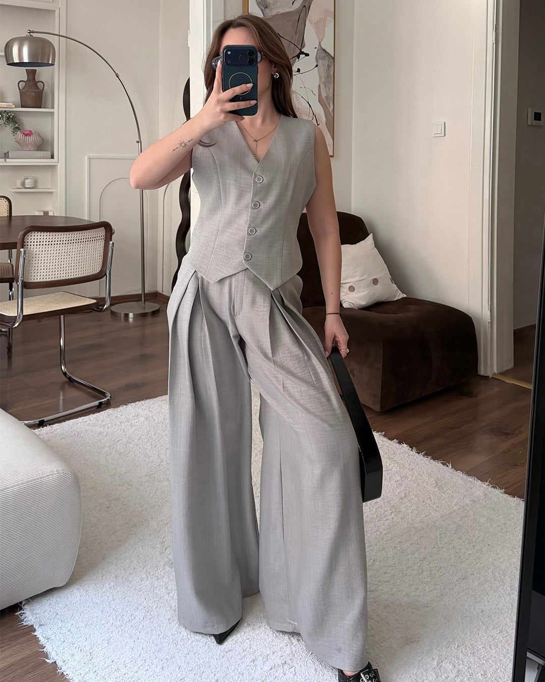 Klasik Gri Yelek Pantolon Takım