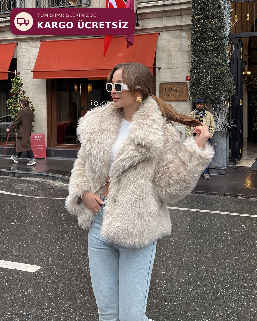 Luna Taş Oversize Kürk Ceket