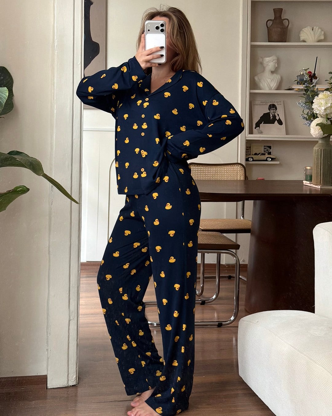 Neşeli Ördekler Lacivert Pijama Takımı