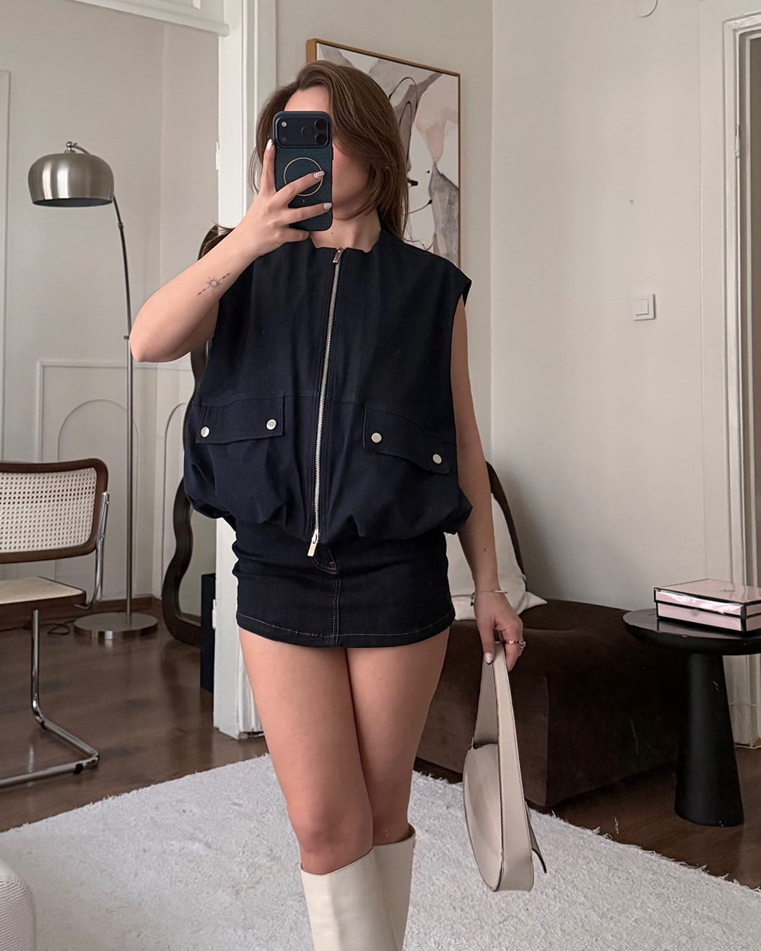 Oversize Lacivert Şişme Yelek