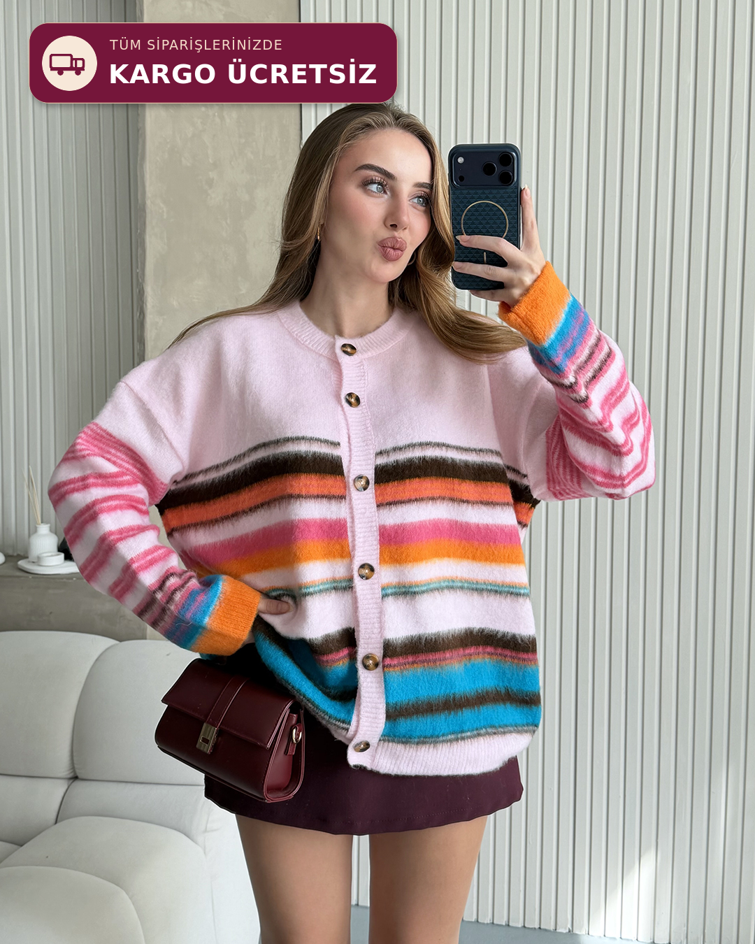 Paloma Renkli Çizgili Hırka