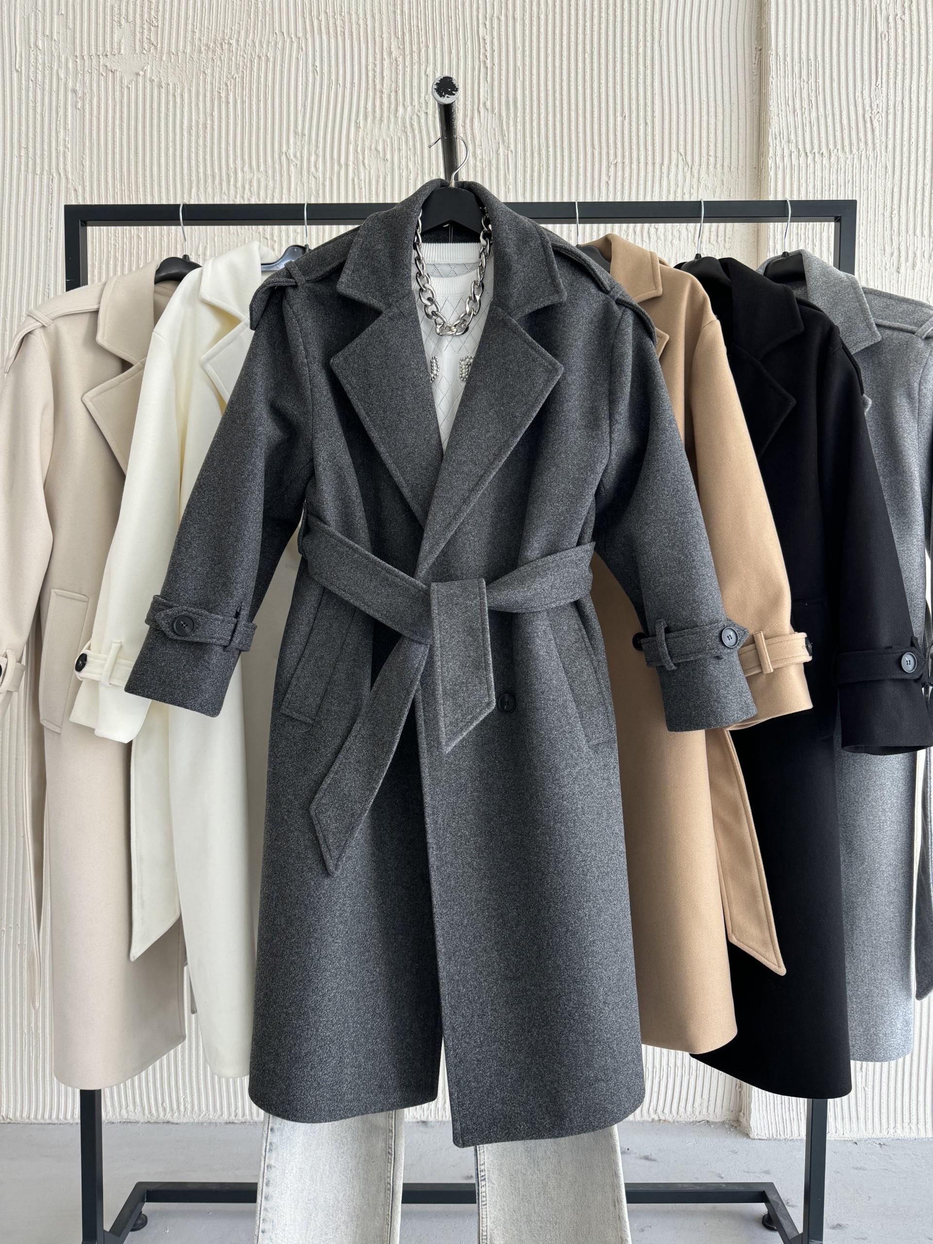 Premium Modern Antrasit Kaşe Kaban