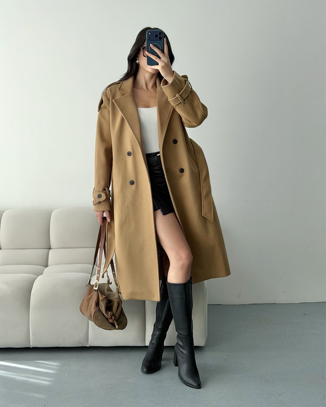 Premium Modern Camel Kaşe Kaban
