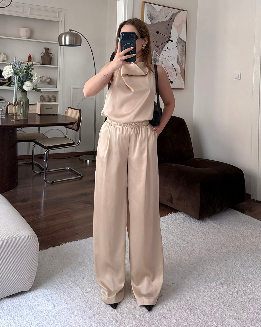 Sienna Saten Ekru İkili Takım