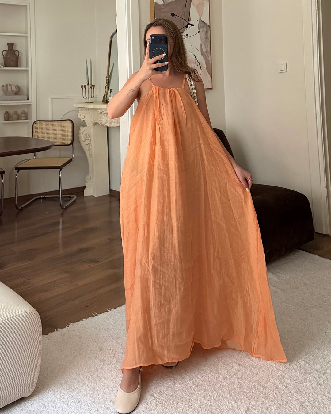 Somon Halter Yaka Maxi Elbise