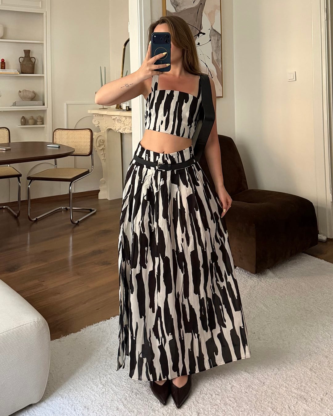 Zebra Desenli Crop Etek Takım