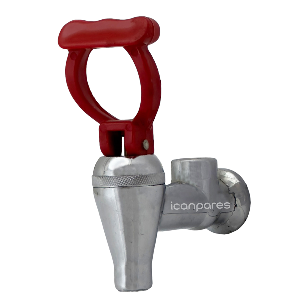 Semaver Musluk Göstergeli, İçten Dişli, Basmalı, Demir, Kırmızı Saplı, Kayalar Kazan ve Çaycı Musluğu 8cm