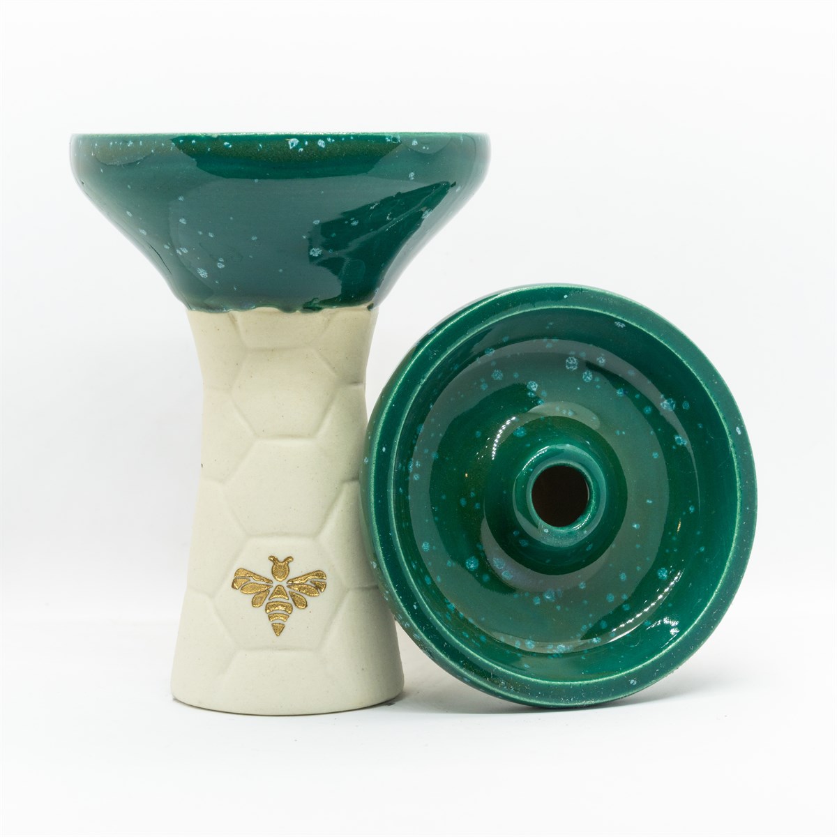 Bee Hookah Phunnel Half Glazed White Emerald
