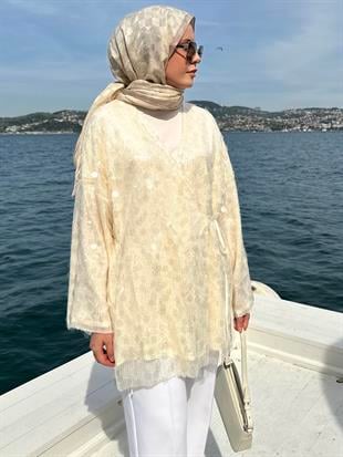 İthal Pullu Kimono{NASİMA}{TUNİK}Pullu kimonoKimono