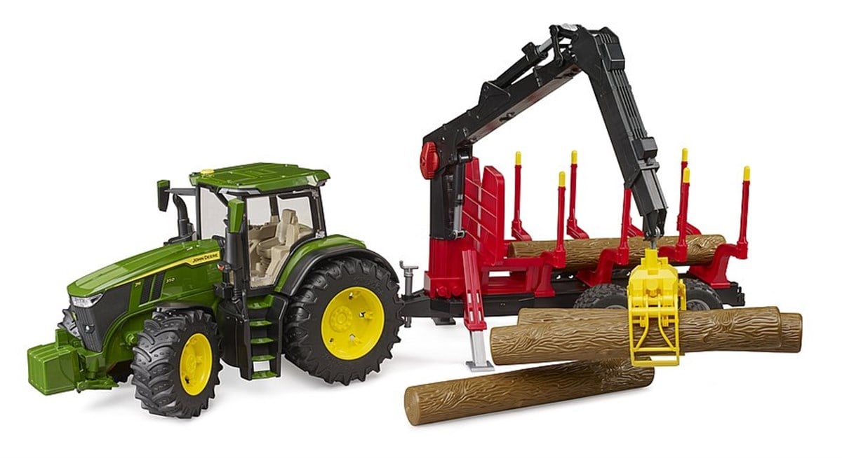 Bruder John Deere 7R 350 Traktör& Kütük Taşıyan Römork BR03154