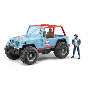 BRUDER Jeep Cross Safari Aracı & Kasklı Pilotu -  Mavi -BR02541