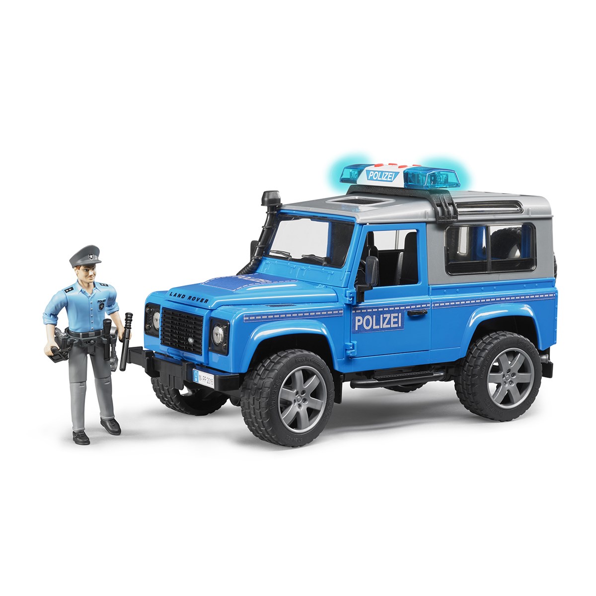 BRUDER Land Rover Polis Aracı Ve Memur  (Mavi-Gri)-BR02597