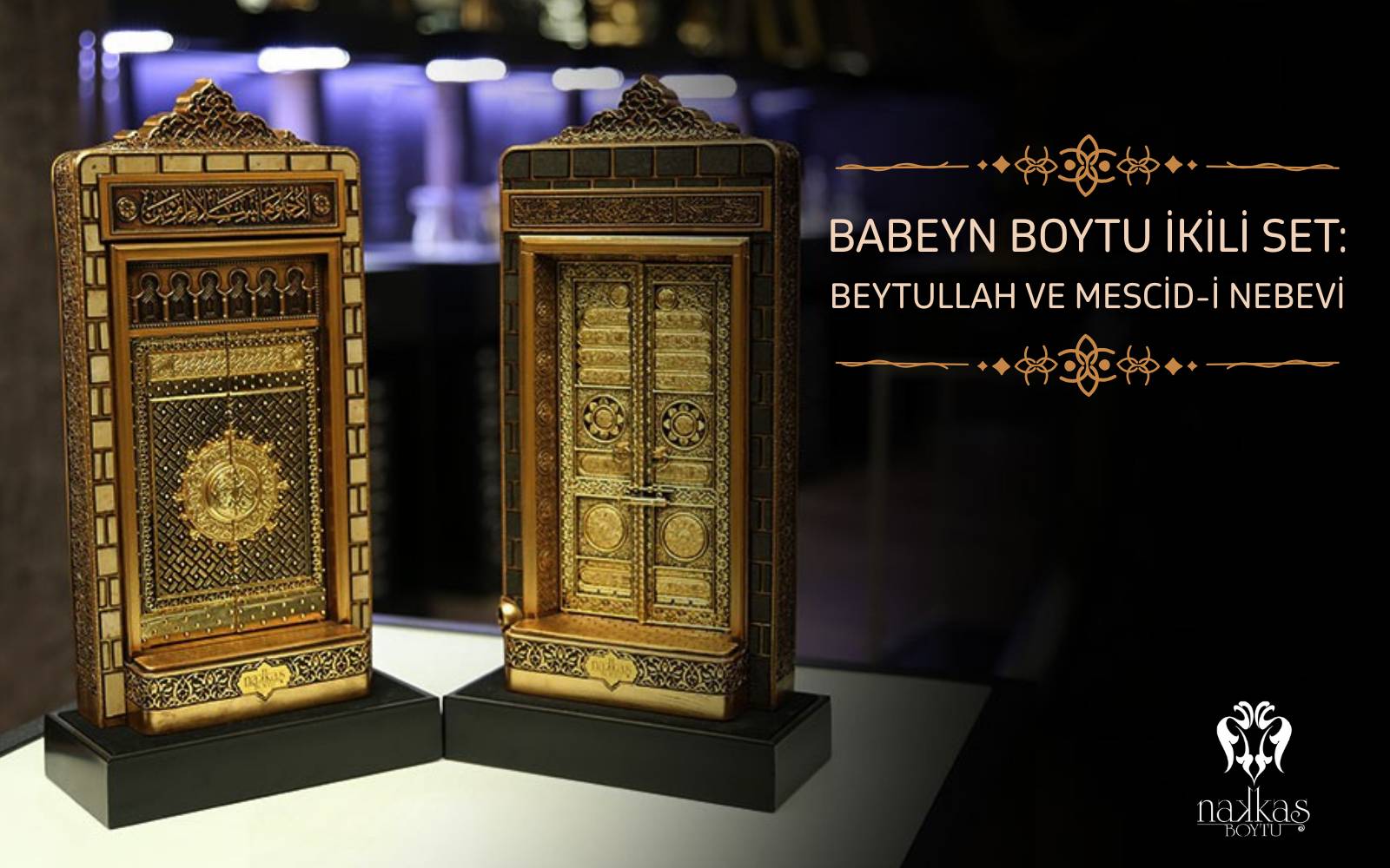 Babeyn BoyTu ikili set Beytullah ve Mescid-i Nebevi kapısı dekoru.