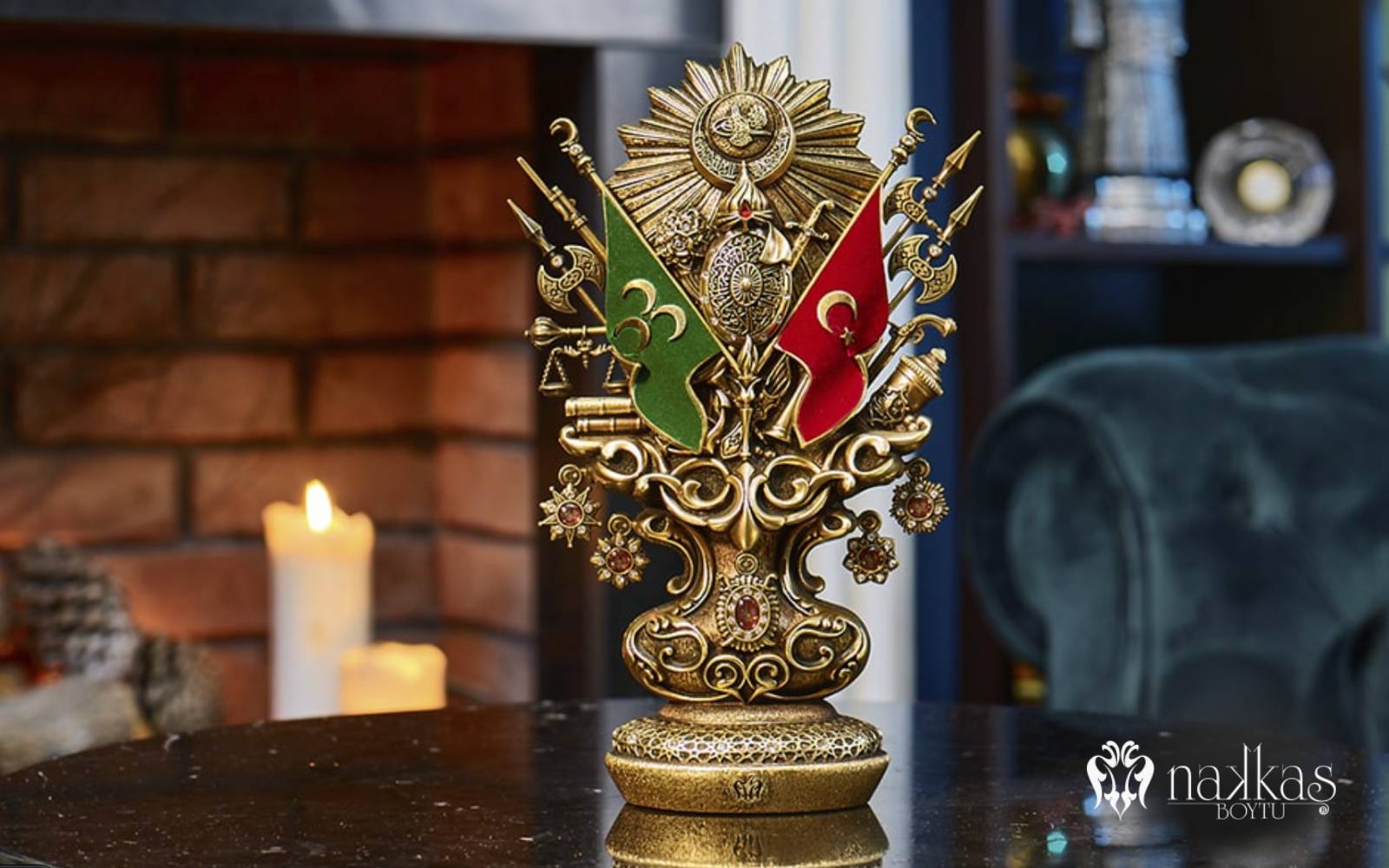 Osmanlı arması ve tuğra temalı dekoratif biblo