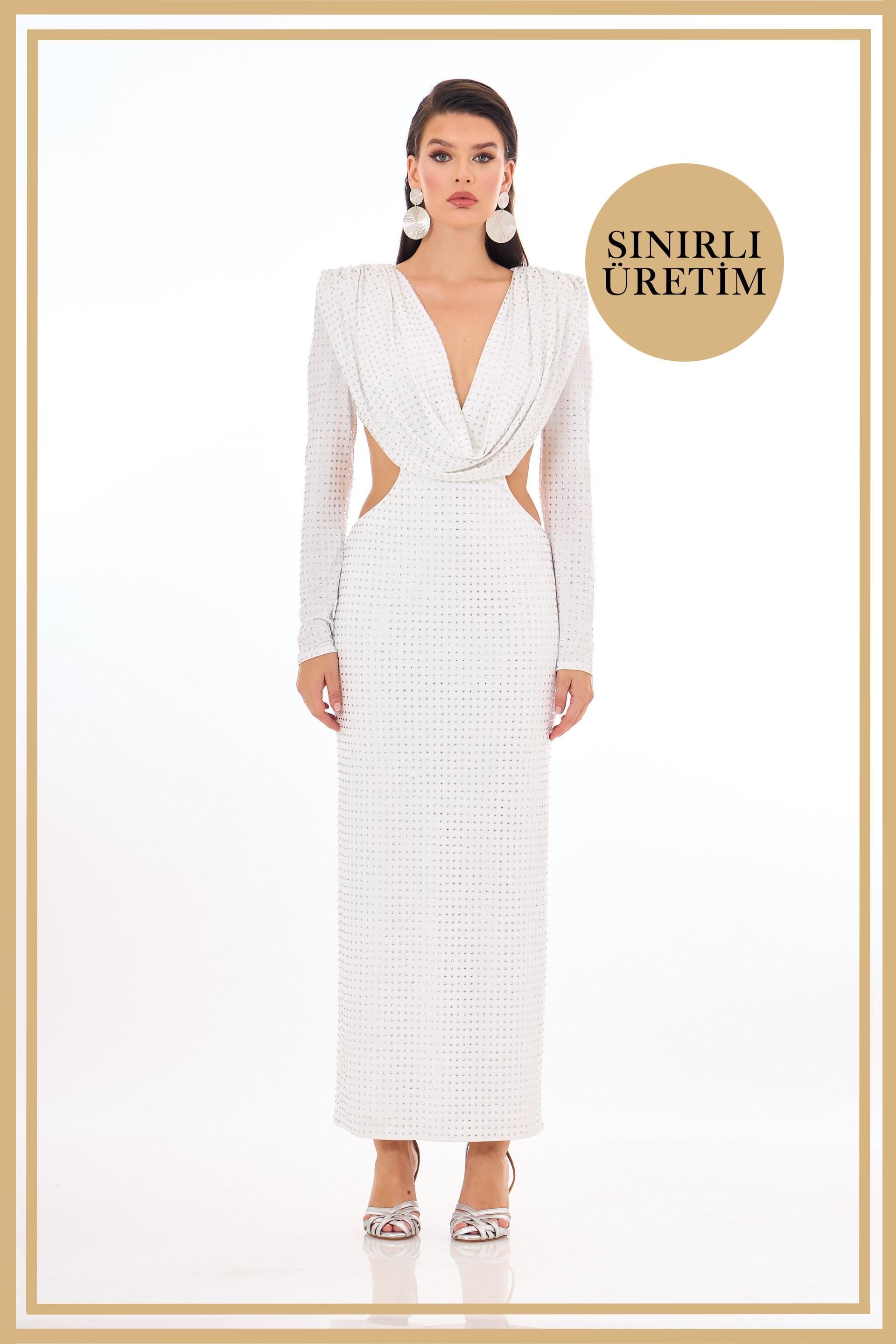 40014-6CARMENCarmen Limited Edition | VALERİA Beyaz Uzun Elbise