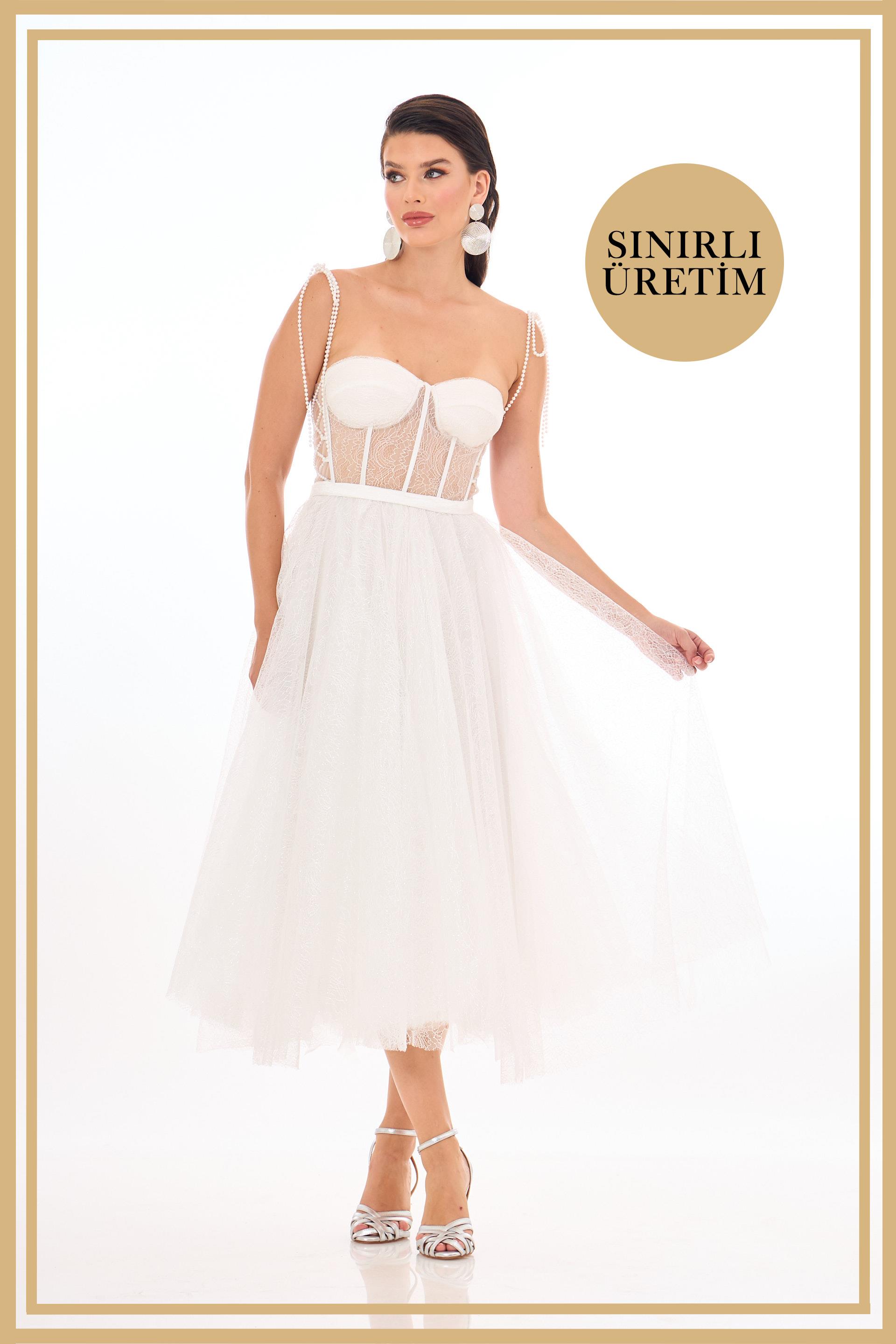 40019-6CARMENCarmen Limited Edition | JULIET Beyaz Midi Elbise