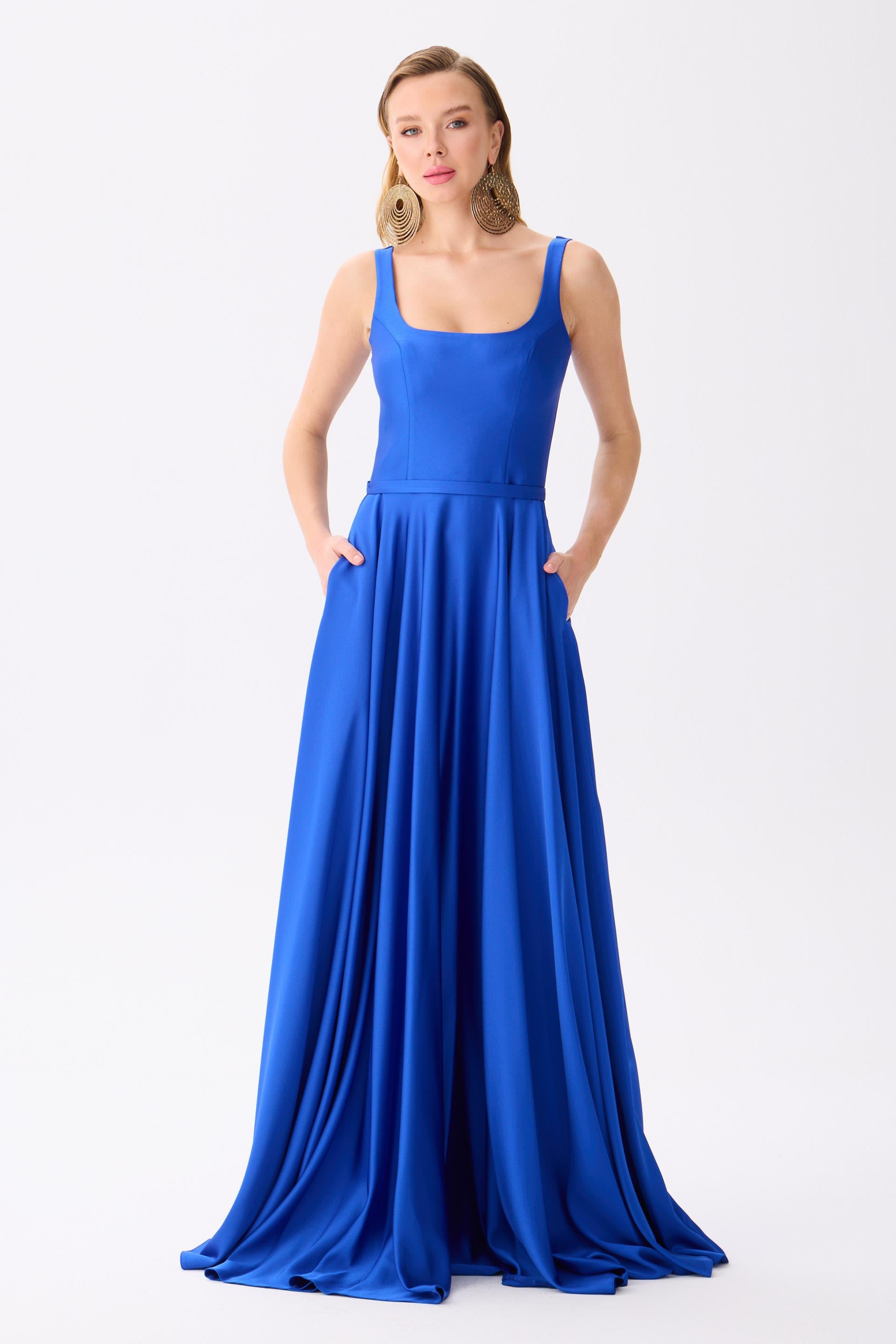 58506-25CARMENCarmen Saks Kare Yaka Saten Abiye Elbise